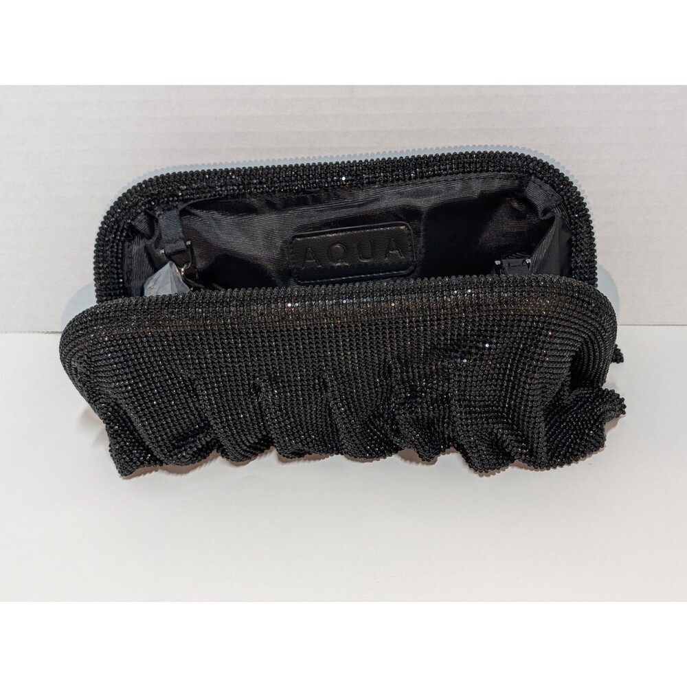 AQUA Irina Black Rhinestone Evening Clutch Crossbody Bag NWT Bloomingdale's New - Picture 7 of 15